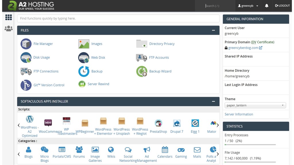 A2 Hosting cPanel